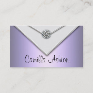 Lavender Purple White Pearls Purple Business Cards