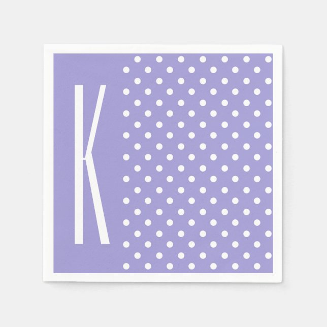 Lavender Purple & White Polka Dots Napkin (Front)