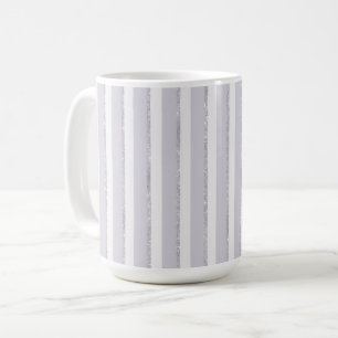 Lavender Purple White Sparkle Glitter Stripes Coffee Mug