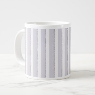 Lavender Purple White Sparkle Glitter Stripes Large Coffee Mug