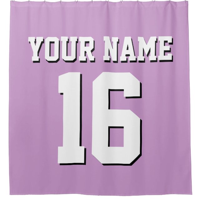Lavender Purple White Sports Jersey Team Jersey Shower Curtain (Front)