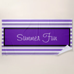 Lavender Purple White Stripes Summer Fun Beach Towel