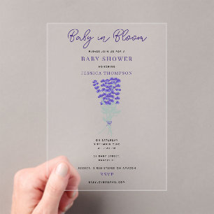 Lavender Purple Wildflower Baby in Bloom Shower Acrylic Invitations