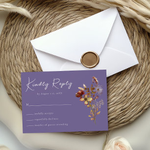 Lavender Purple Wildflower Boho Wedding RSVP Card