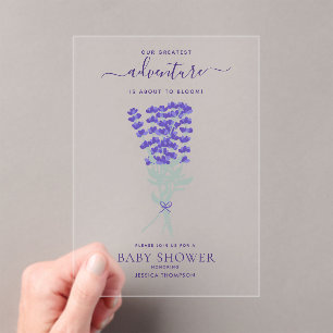 Lavender Purple Wildflower Floral Baby Shower Acrylic Invitations