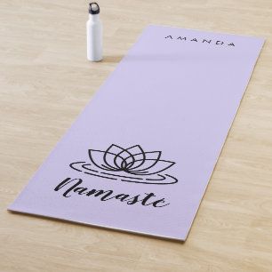 Lavender purple yoga mat with Lotus flower logo