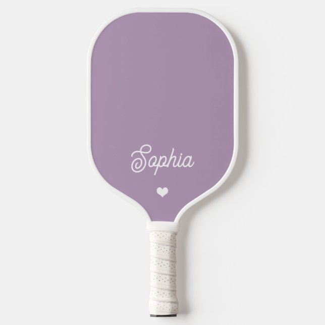 Lavender Purple | Your Name in Script with Heart Pickleball Paddle (Front)