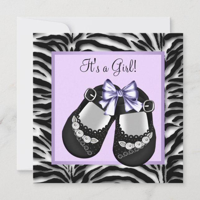 Lavender Purple Zebra Baby Shower Invitation (Front)