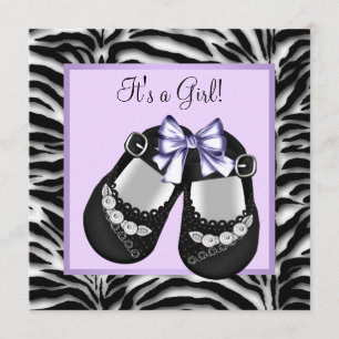 Lavender Purple Zebra Baby Shower Invitation