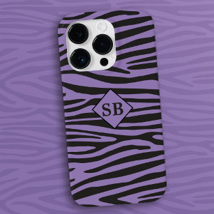 Lavender Purple Zebra Print Monogram Case-Mate iPhone 14 Pro Case