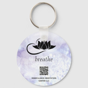 *~* Lavender QR - BREATHE Lotus Branding SWAQ Key Ring