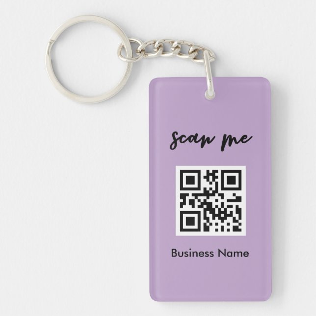 Lavender QR Code Business Card Your Logo Custom  Key Ring (Front)