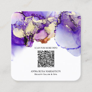 *~* LAVENDER  QR CODE Yummy  Gold Bold AP29 Square Business Card