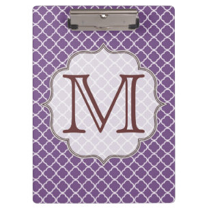 Lavender Quarterfoil Latti Monogram Clip Board