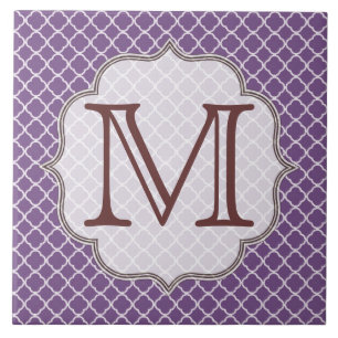Lavender Quarterfoil Latti Monogram Display Tile