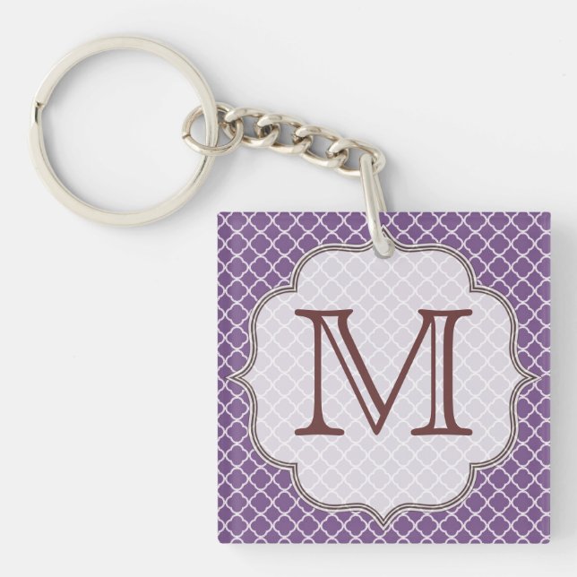 Lavender Quarterfoil Latti Monogram Key Chain (Front)