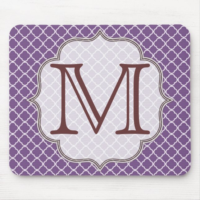 Lavender Quarterfoil Latti Monogram Mouse Pad (Front)