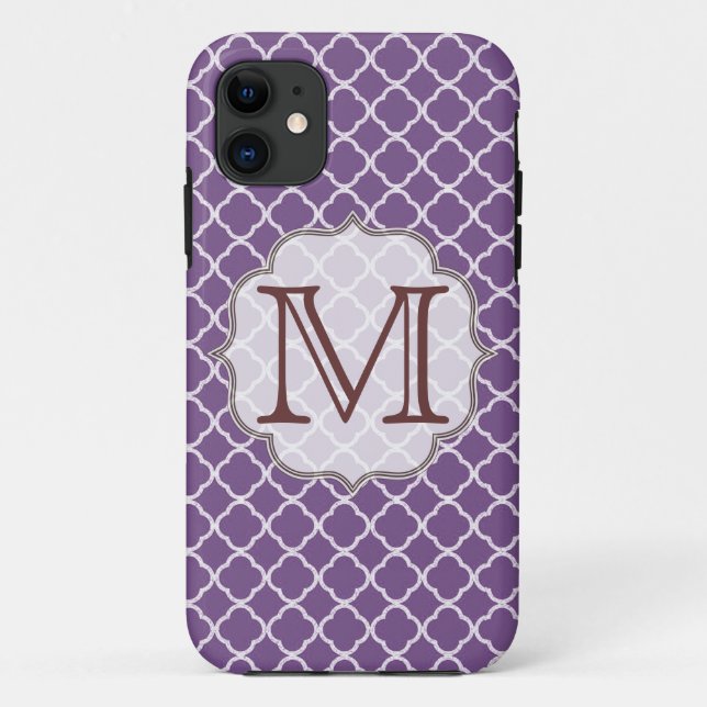 Lavender Quarterfoil Monogram IPHONE 5 Case (Back)