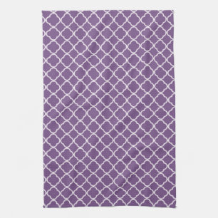 Lavender Quarterfoil Monogram Kitchen Dish Towel