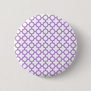 Lavender Quatrefoil Pattern 6 Cm Round Badge
