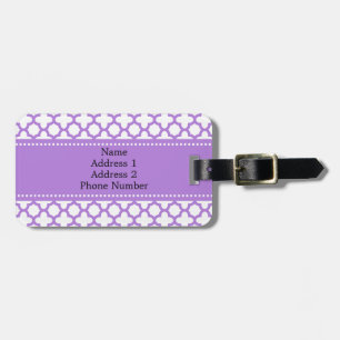 Lavender Quatrefoil Pattern Luggage Tag