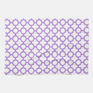 Lavender Quatrefoil Pattern Tea Towel