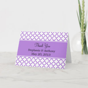 Lavender Quatrefoil Pattern Thank You Card