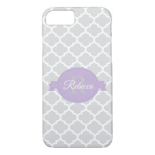 Lavender Quatrefoil Personalised iPhone 8/7 Case