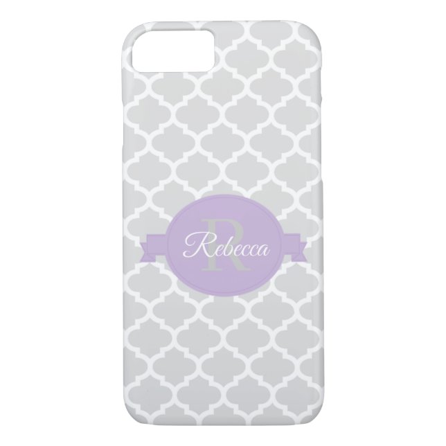 Lavender Quatrefoil Personalised Case-Mate iPhone Case (Back)