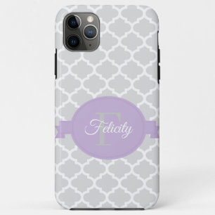 Lavender Quatrefoil Personalised iPhone 11 Pro Max Case