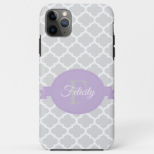 Lavender Quatrefoil Personalised Case-Mate iPhone Case (Back)