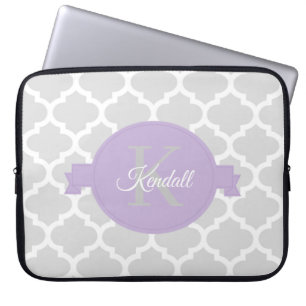 Lavender Quatrefoil Personalised Laptop Sleeve