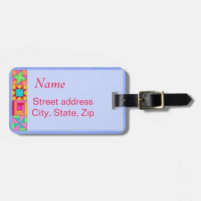 Lavender Quilt Block Luggage or Sewing Machine Tag (Front Horizontal)