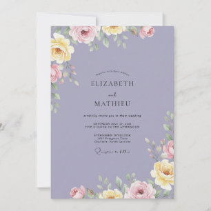 Lavender Ranunculus Eucalyptus Wedding Invitation