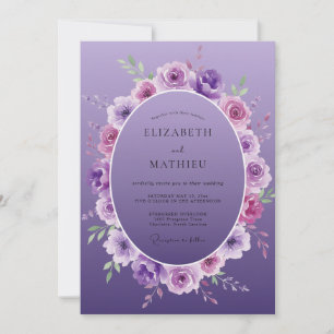 Lavender Ranunculus Foliage Eucalyptus Wedding Invitation