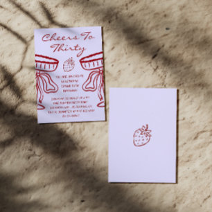 Lavender & Red Cheers to Thirty Vintage Birthday Invitation