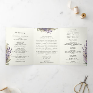 Lavender Regal Folded Wedding Program Tri-Fold Invitation