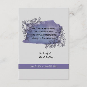 Lavender Remembrance Bereavement Thank You Card
