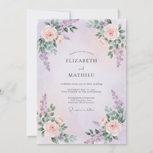 Lavender Resplendent Spring Wedding Invitation (Front)