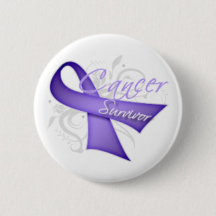 Lavender Ribbon - Cancer Survivor 6 Cm Round Badge
