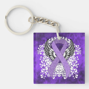 Lavender Ribbon with Wings Key Ring