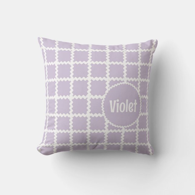 Lavender Ric Rac Nursery with Name Cushion (Front)