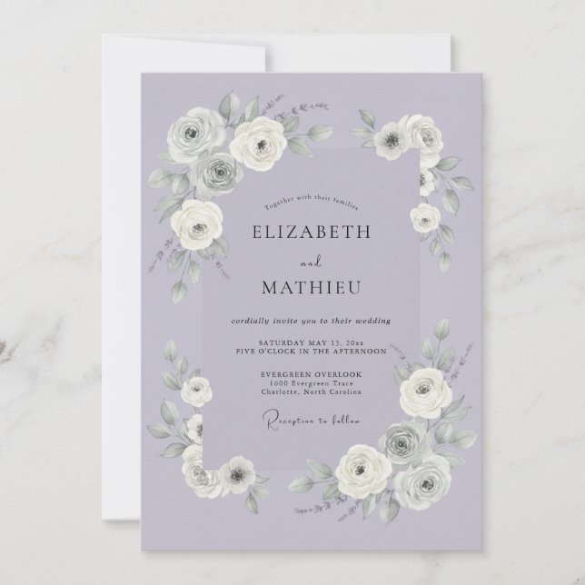Lavender Romantic Botanical Wedding Invitation (Front)