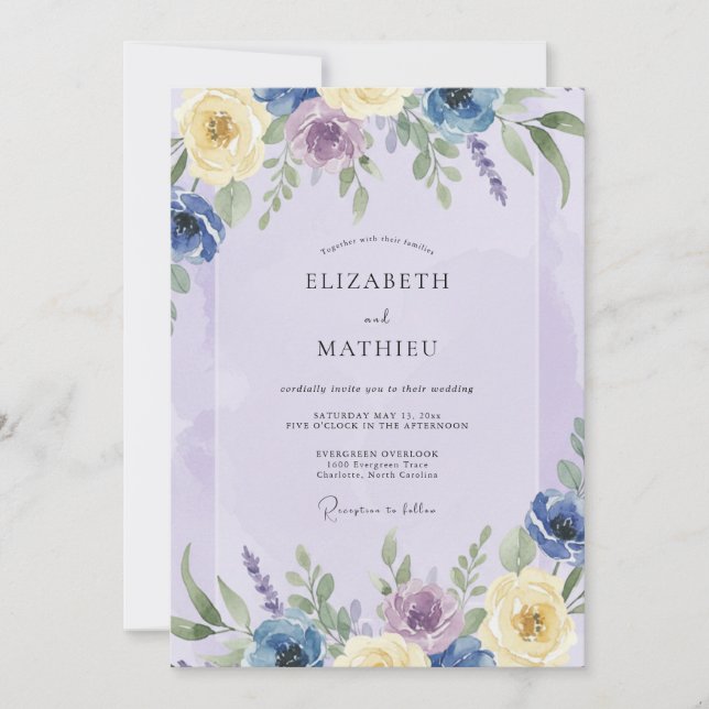 Lavender Romantic Wildflower Wedding Invitation (Front)