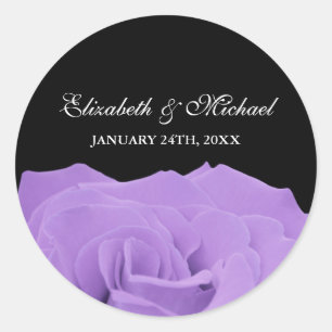 Lavender Rose and Black Wedding Favour Label