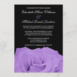 Lavender Rose and Black Wedding Invitation