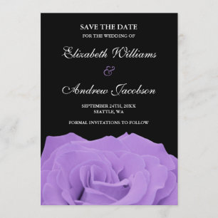 Lavender Rose and Black Wedding Save the Date