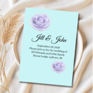 Lavender Rose and Blue Wedding Announcement