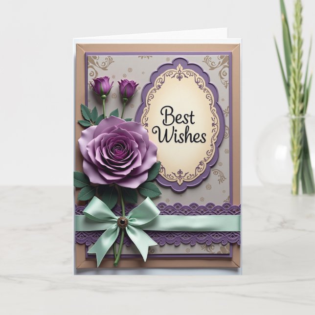 Lavender Rose Best Wishes Card (Front)