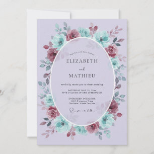 Lavender Rose Botanical Flourish Wedding Invitation
